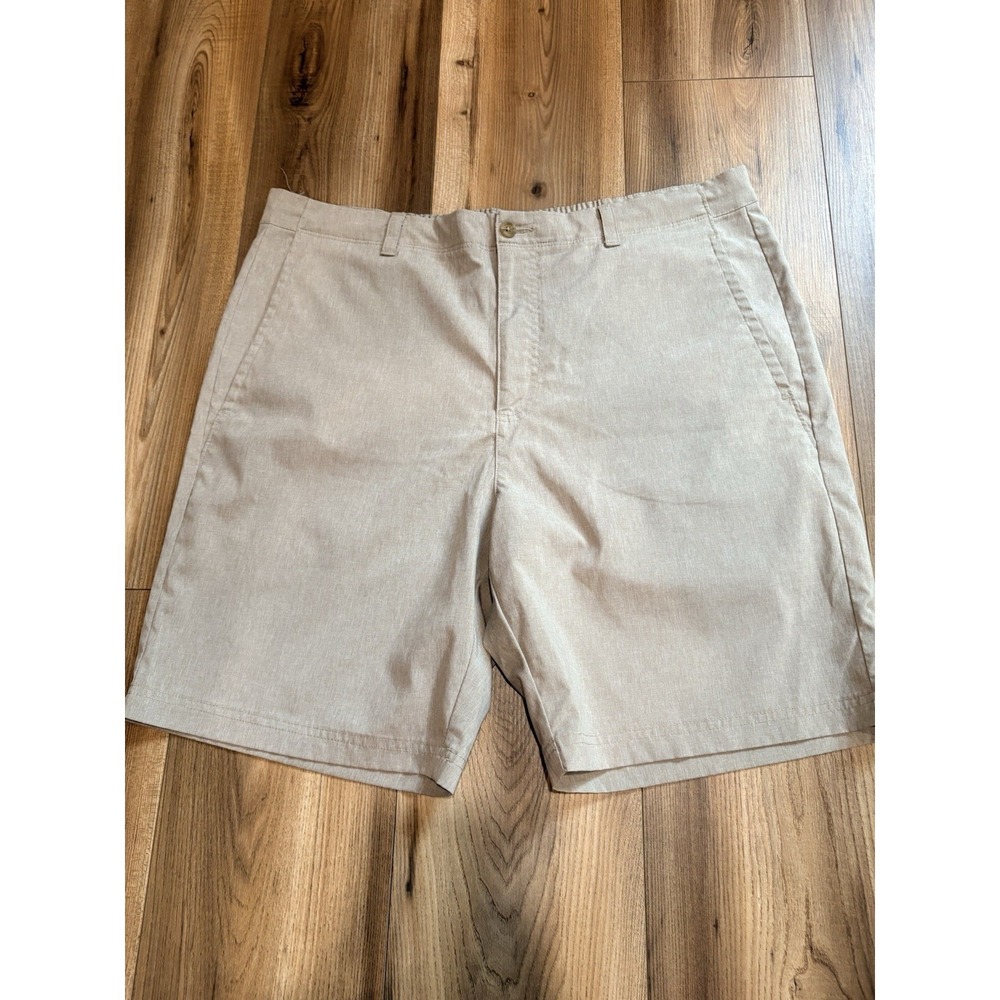 Nicklaus Golf Shorts Men's 38 Beige 8" Inseam Summer Casual Chino Flat Front